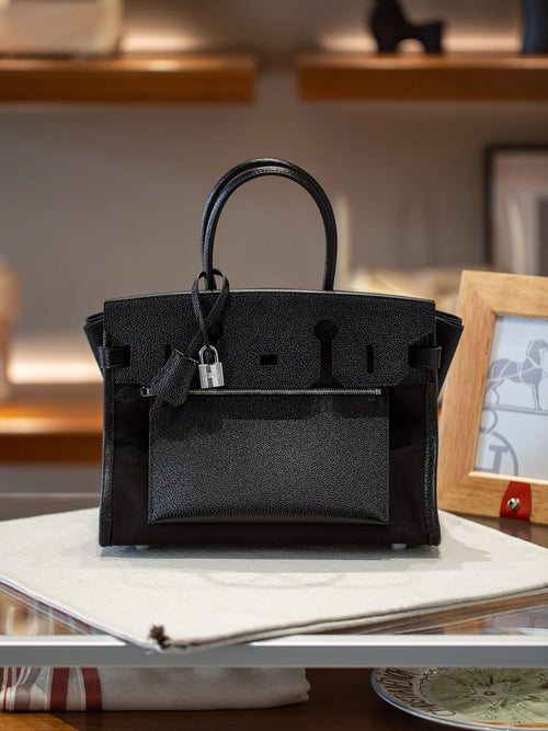 Birkin à l'envers, black canvas & all black colorway