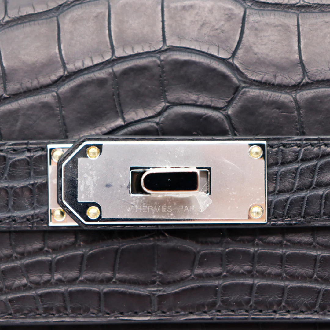 Hac a Dos PM Backpack Black Matte Alligator Palladium Hardware