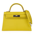 Kelly 20 Mini Sellier Bag Lime Chevre Leather Palladium