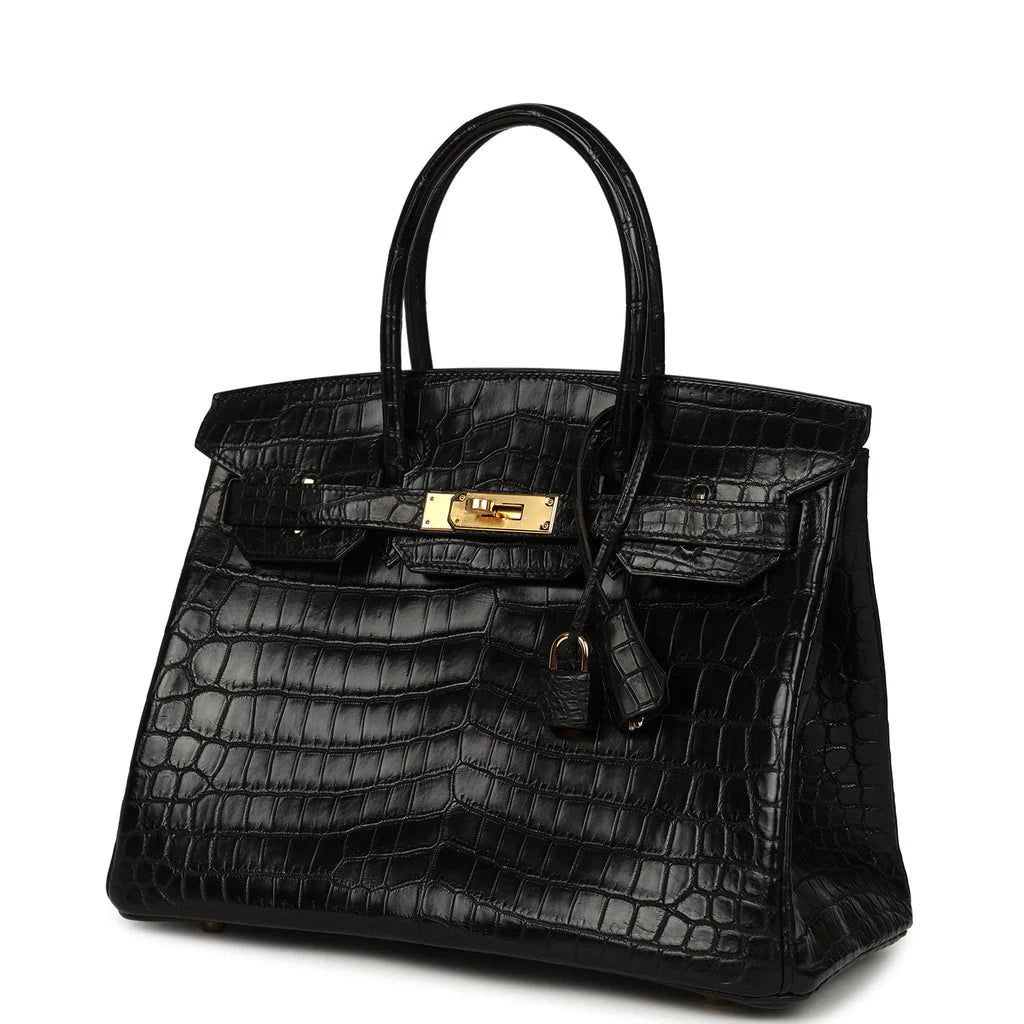 Birkin Black Matte Niloticus Crocodile Gold Hardware