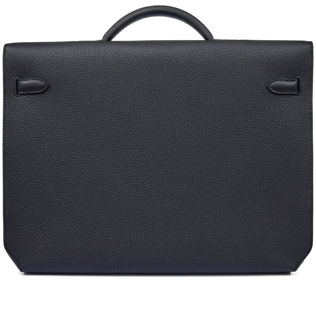 Kelly Black Togo 36 Briefcase Palladium Hardware FR trendy frosted leather casual bag