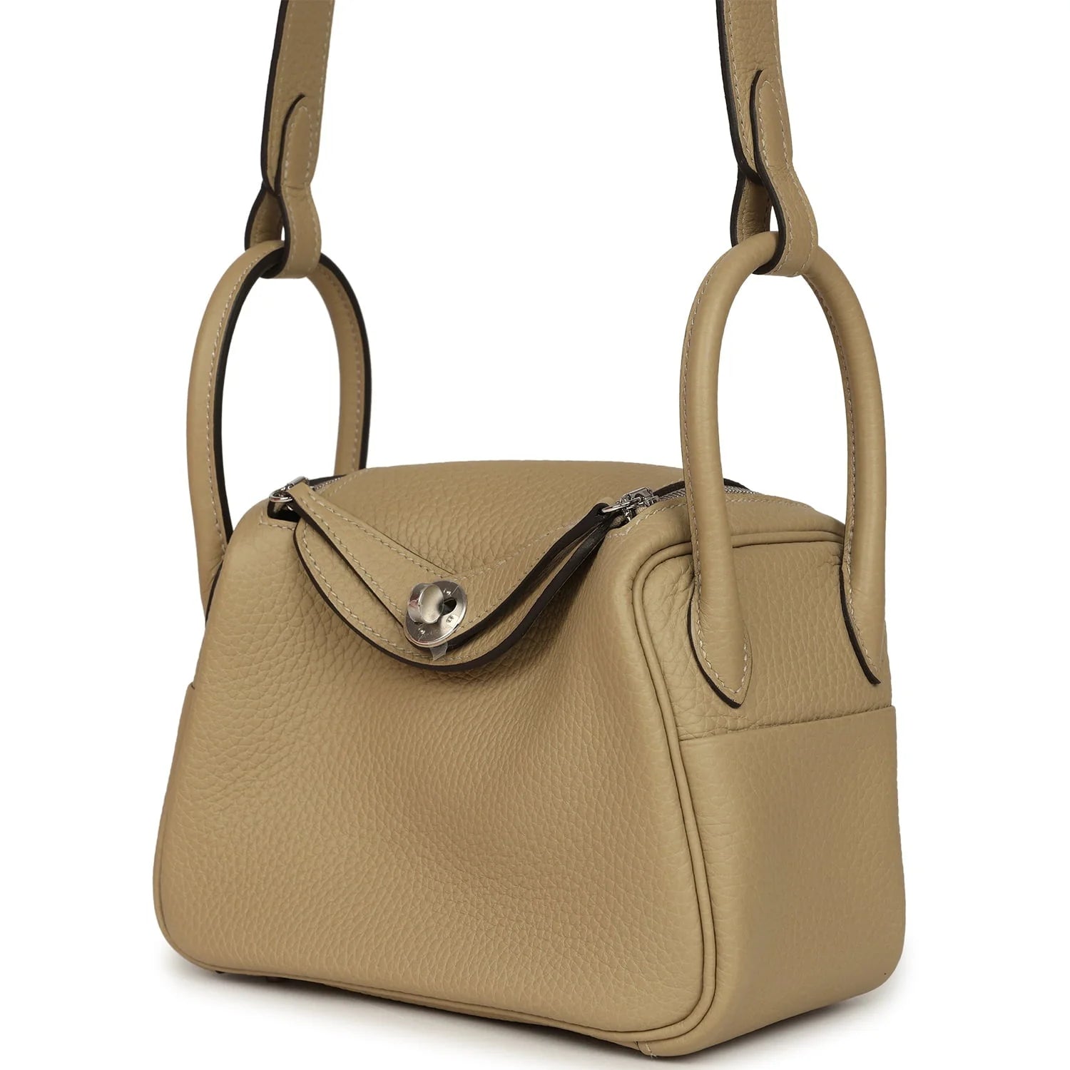 small size Lindy bag, original top-layer TC cowhide leather with silver hardware, elephant grey and yellow color block