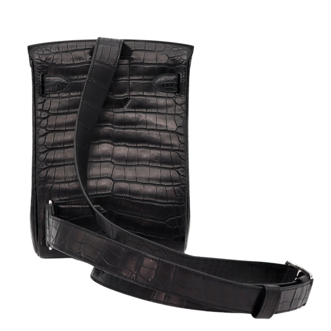 Hac a Dos PM Backpack Black Matte Alligator Palladium Hardware