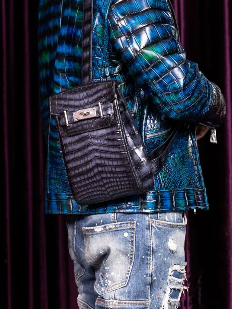 Hac a Dos PM Backpack Black Matte Alligator Palladium Hardware