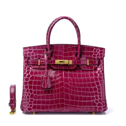 Birkin 30 Smooth Croc Print Genuine Leather Top Handle Bags