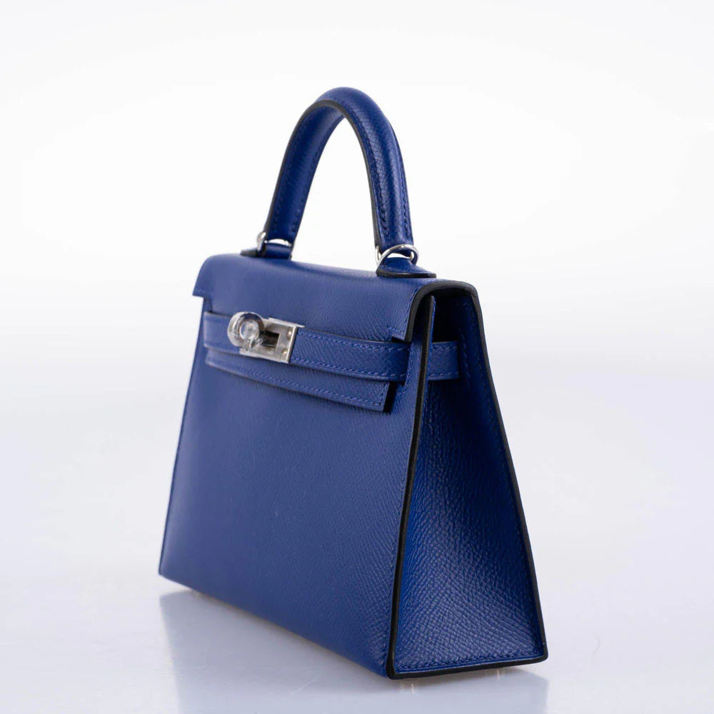 Kelly Mini II Sellier Blue Electric Epsom Palladium Hardware