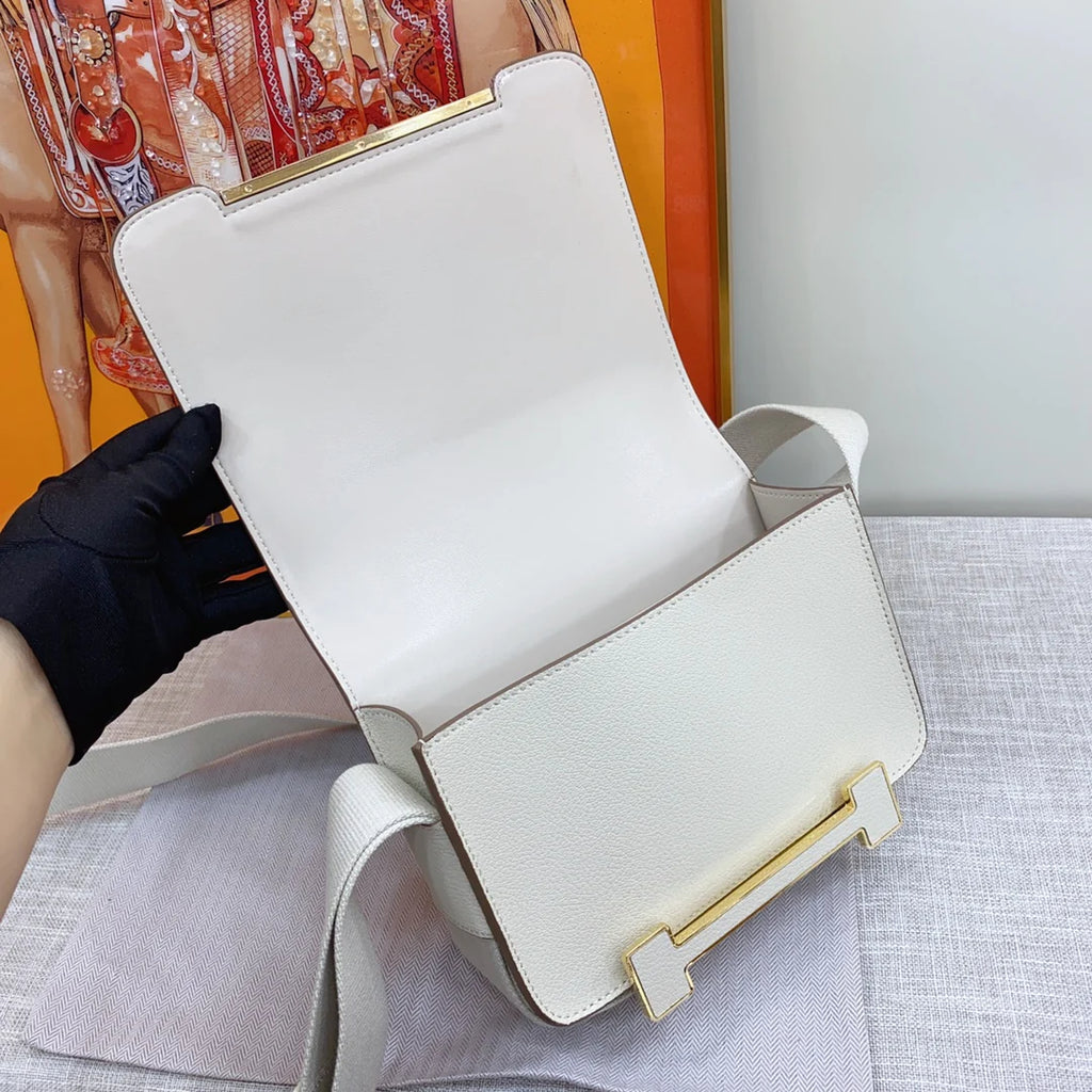 Geta 20cm White Bag Mysore goatskin gold jewelry and hardware
