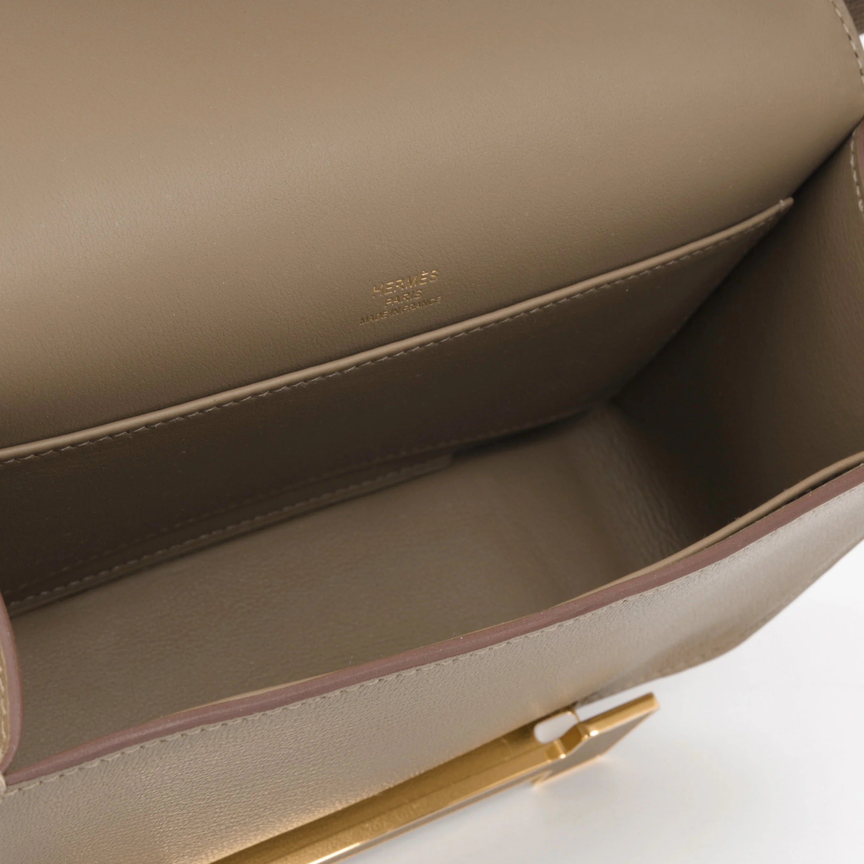 Geta Bag 20cm Etoupe wooden clog Goatskin bag