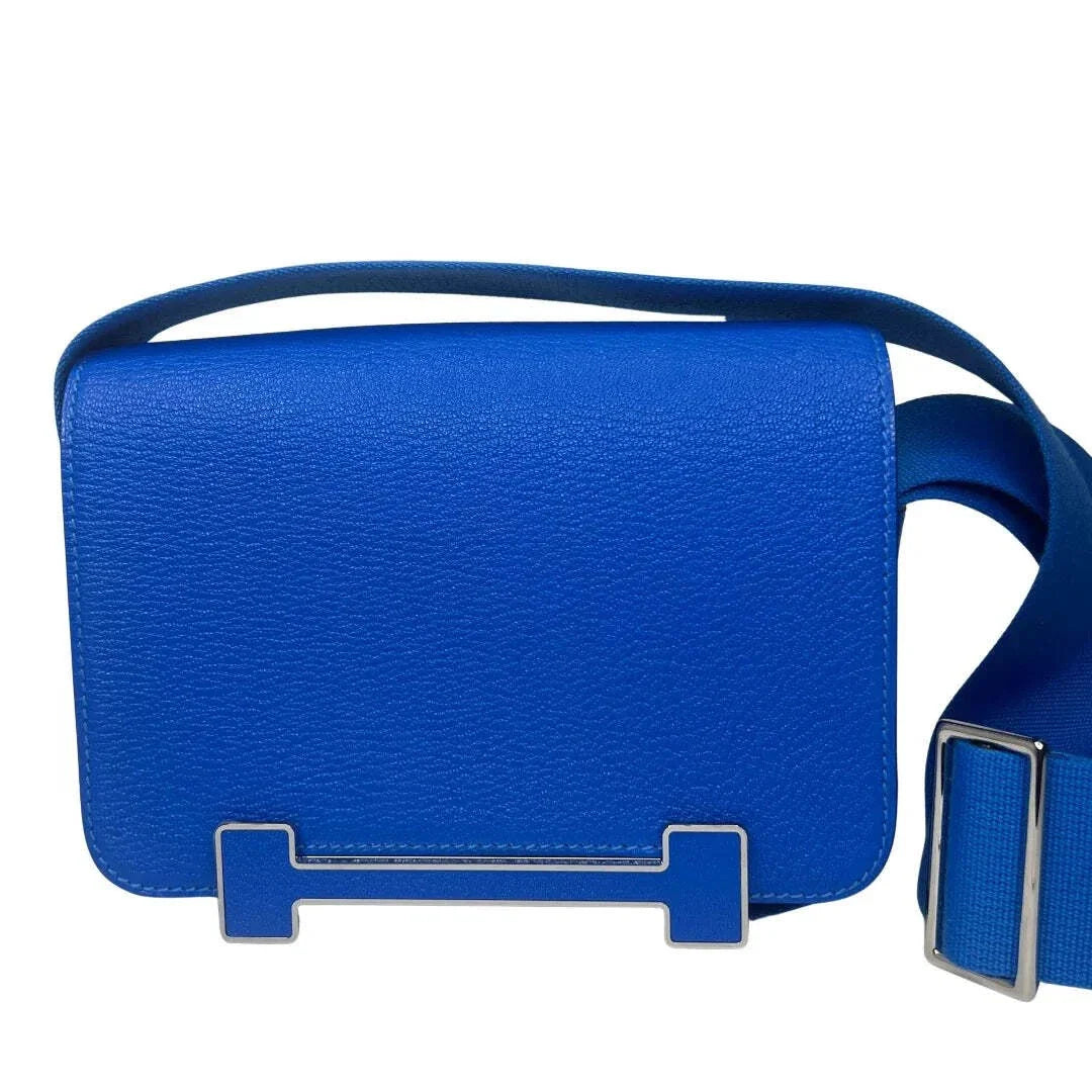 Geta Bag Bleu Electrique Mysore Goatskin 20cm wooden clog bag