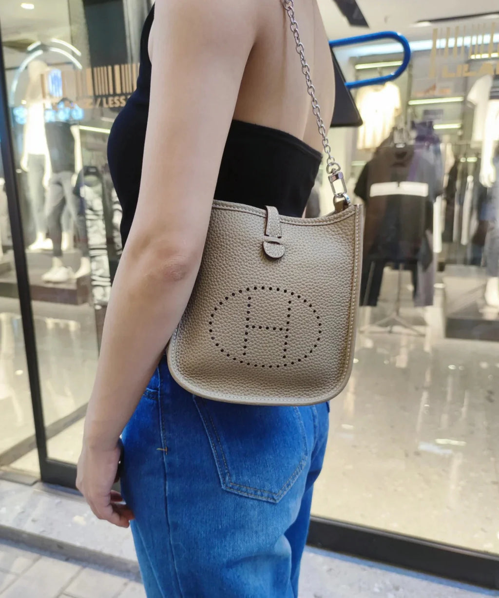 Evelyne TPM Clemence Étoupe & Bleu Indigo Clemence Leather