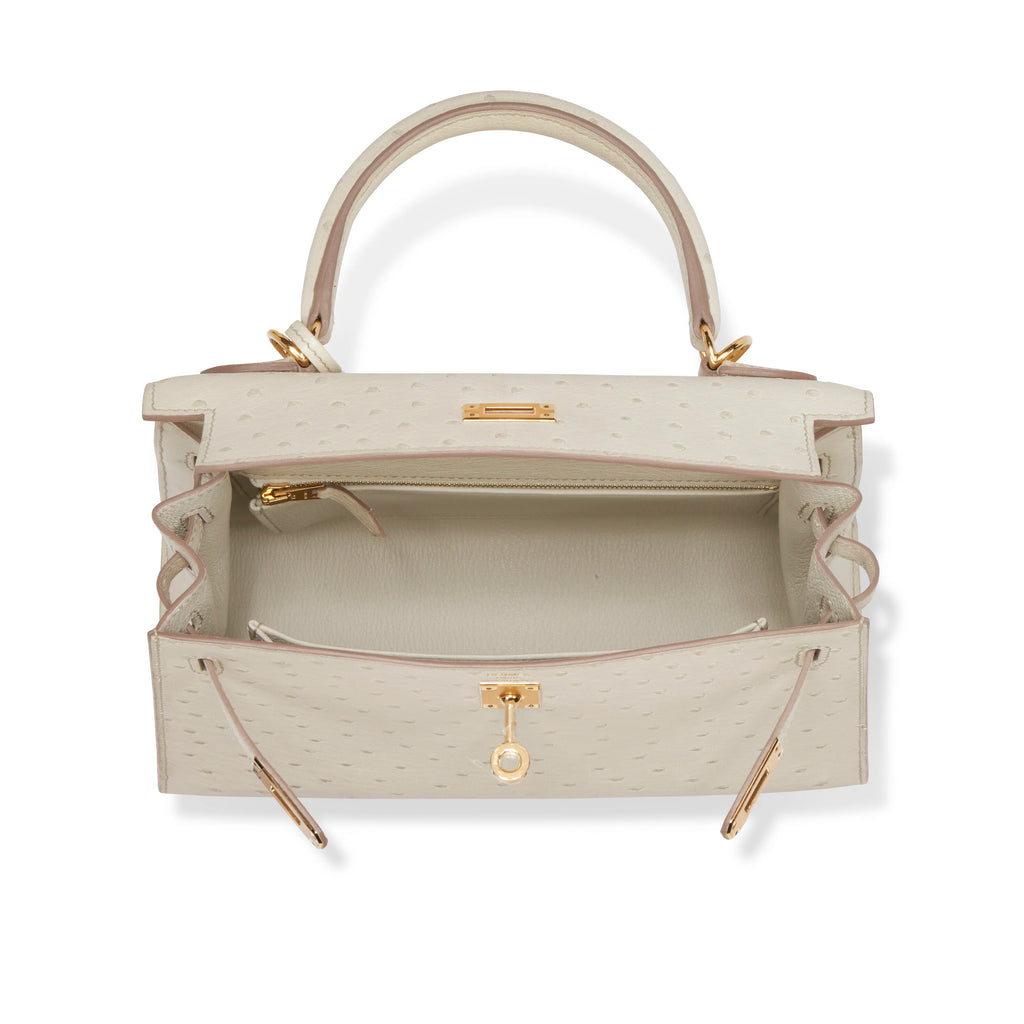 Kelly With Beton Ostrich Sellier Gold Harrdware