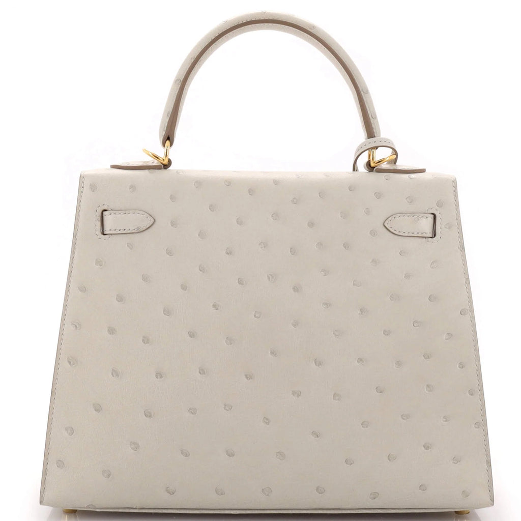 Kelly II Sellier Mini Beton Ostrich Gold Hardware