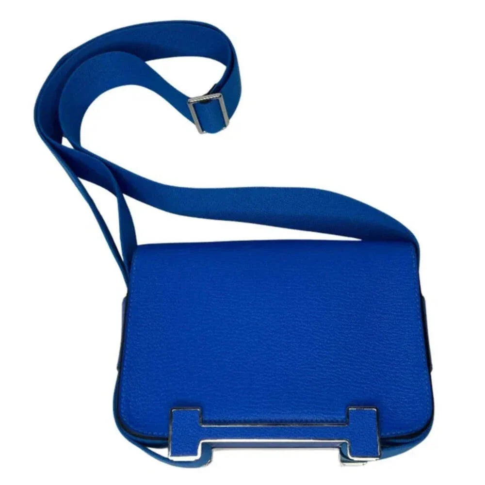 Geta Bag Bleu Electrique Mysore Goatskin 20cm wooden clog bag