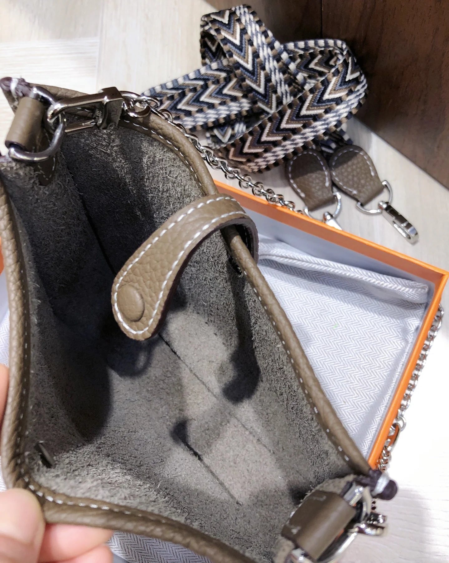Evelyne TPM Clemence Étoupe & Bleu Indigo Clemence Leather