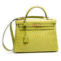 Kelly 32 ostrich handbag Green Ostrich gold Hardware