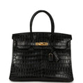 Birkin Black Matte Niloticus Crocodile Gold Hardware