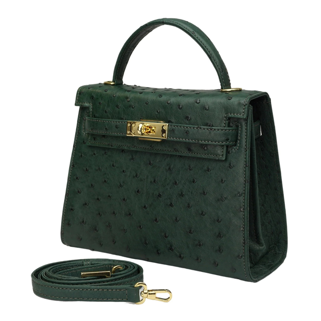 Kelly Cyprus green Cowhide Ostrich Grain Texture gold Hardware
