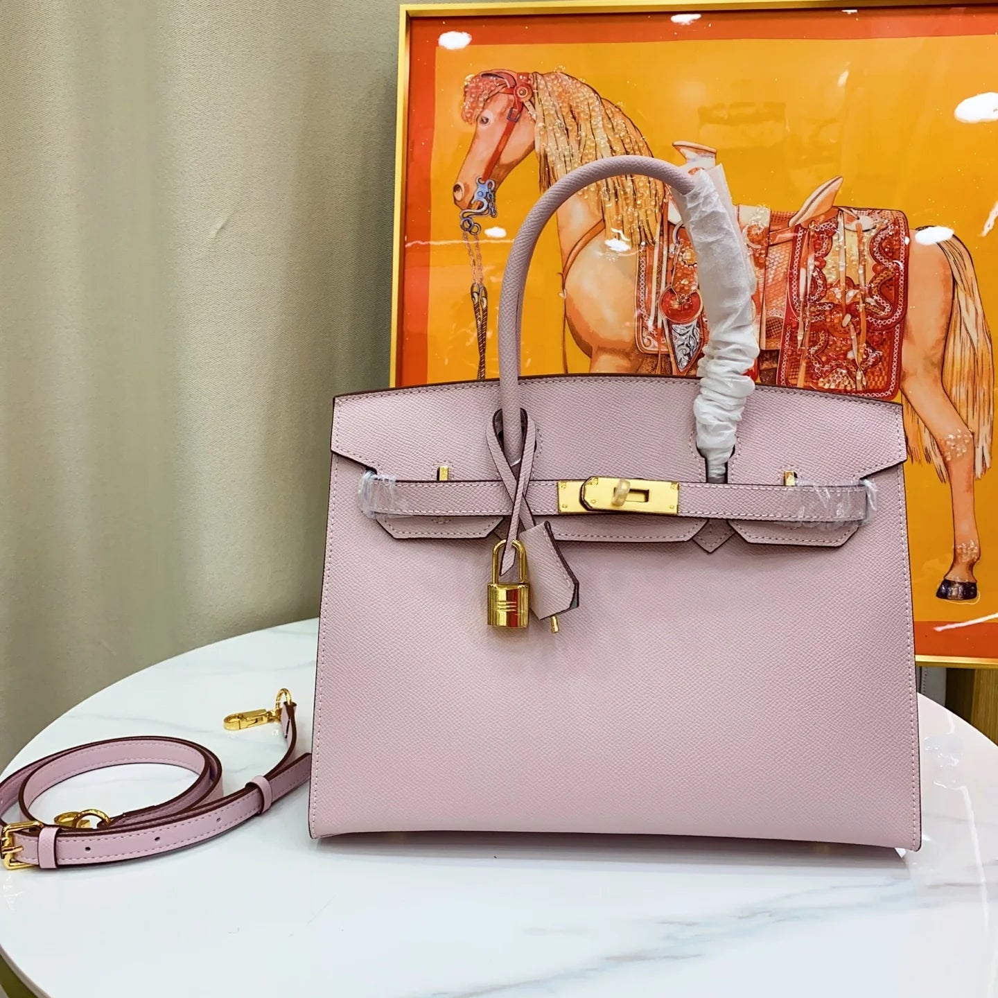 Birkin HSS 25 Epsom Mauve Pâle / Rose Sakura Golden Lock
