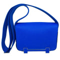 Geta Bag Bleu Electrique Mysore Goatskin 20cm wooden clog bag