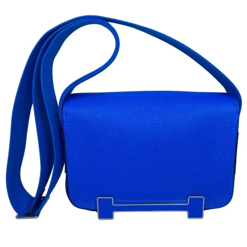 Geta Bag Bleu Electrique Mysore Goatskin 20cm wooden clog bag