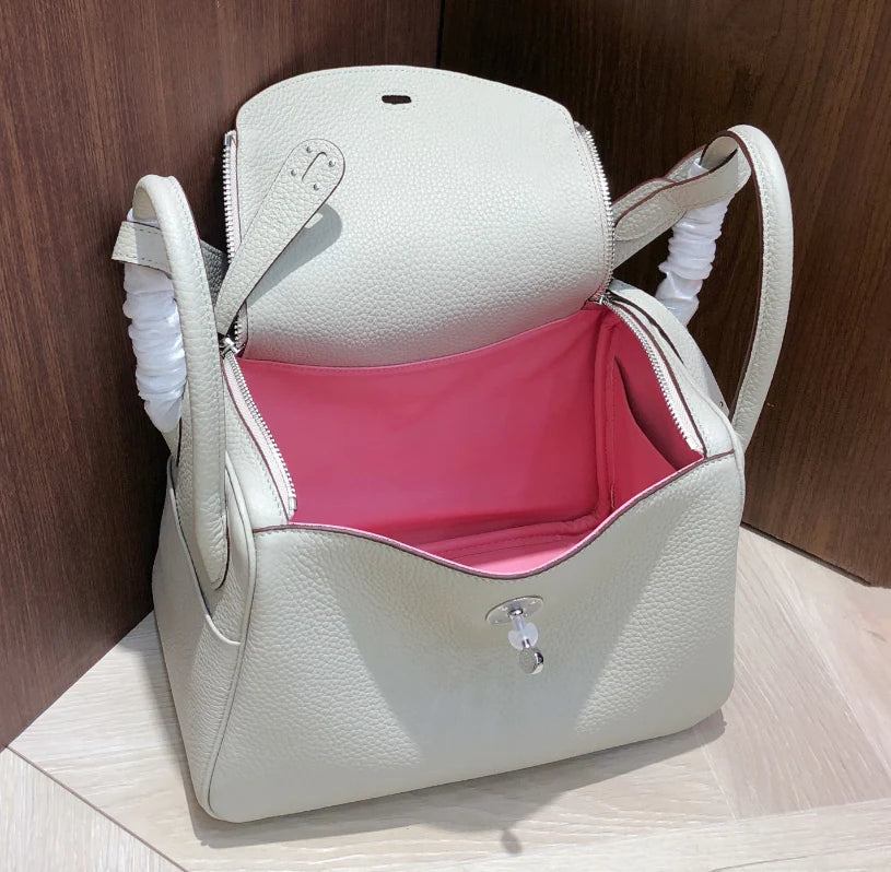 Dr. Lindy's Lychee Pattern Handbag with Silver Hardware