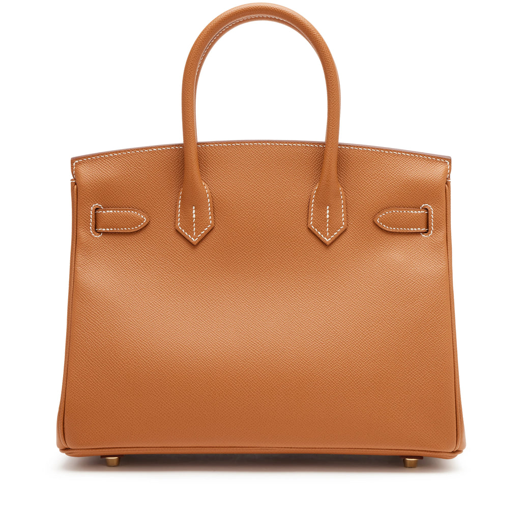 Birkin Sellier 25 Gold Epsom Leather Rolled Handles Gold Hardware Handbag