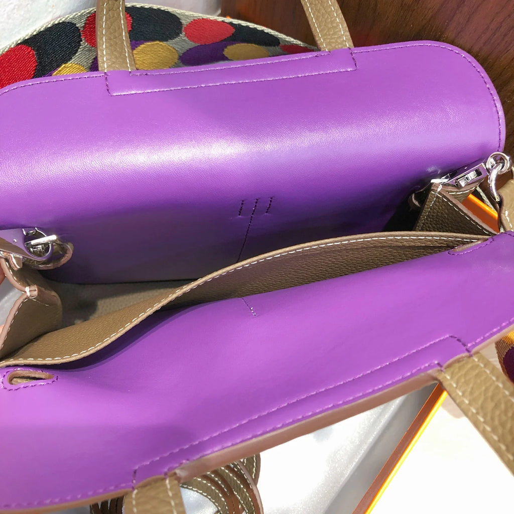 Halzan 25, original TC leather with silver hardware, elephant grey and purple