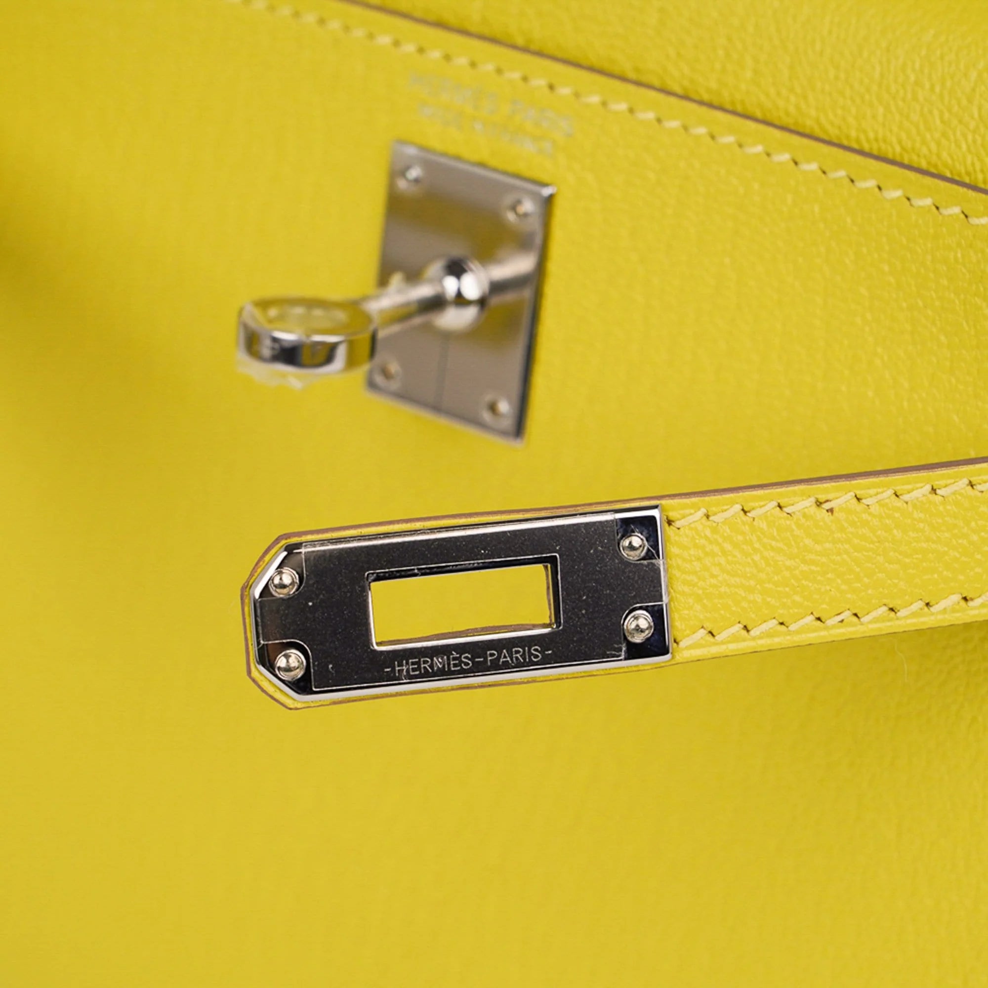Kelly 20 Mini Sellier Bag Lime Chevre Leather Palladium