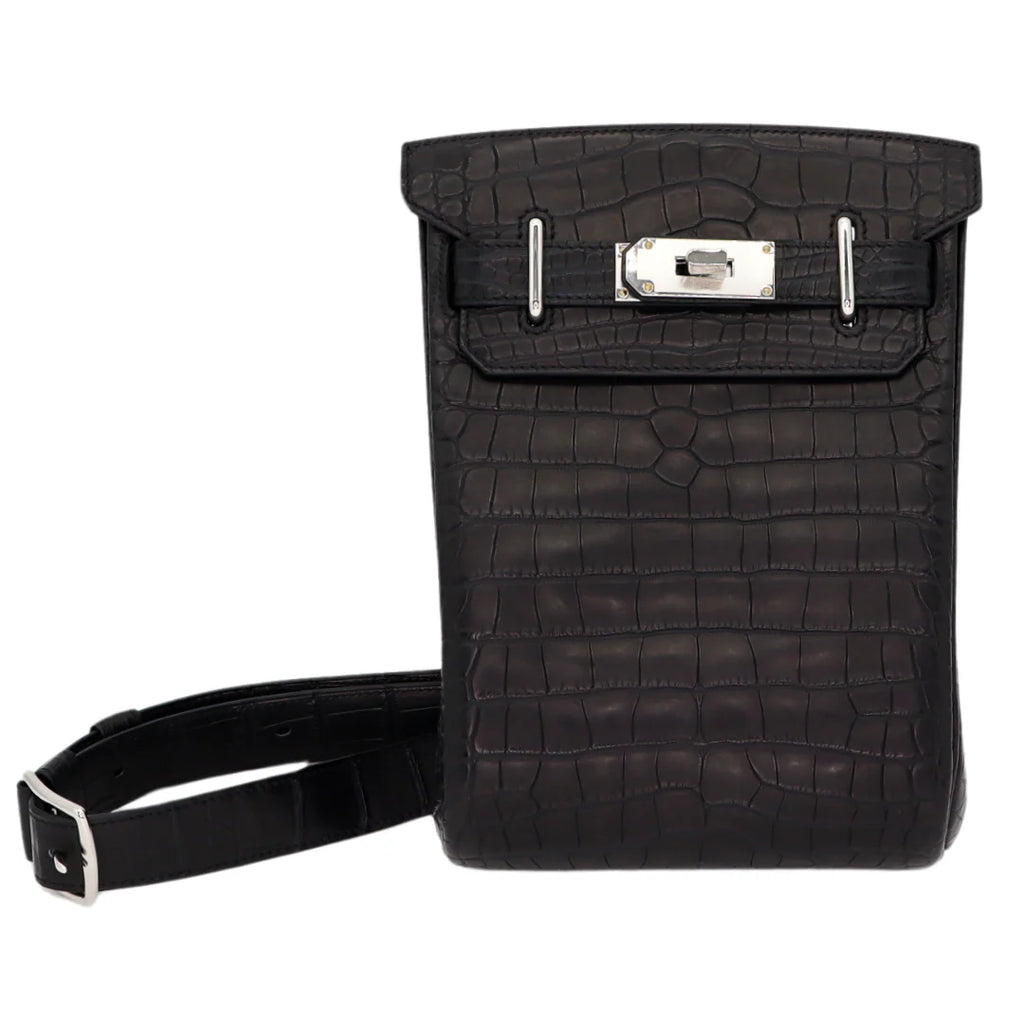 Hac a Dos PM Backpack Black Matte Alligator Palladium Hardware