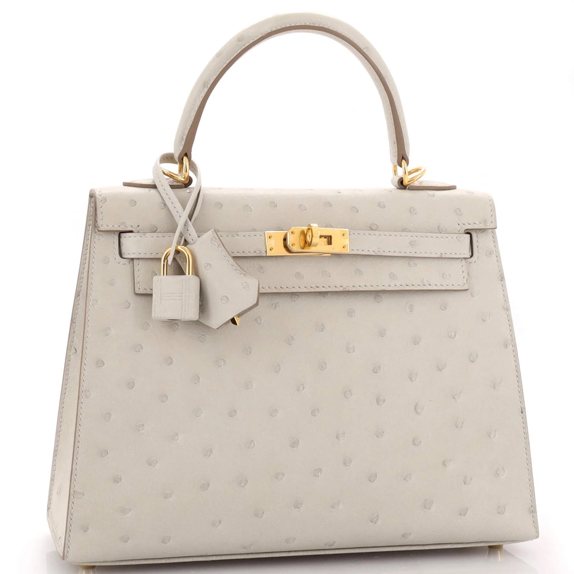 Kelly II Sellier Mini Beton Ostrich Gold Hardware