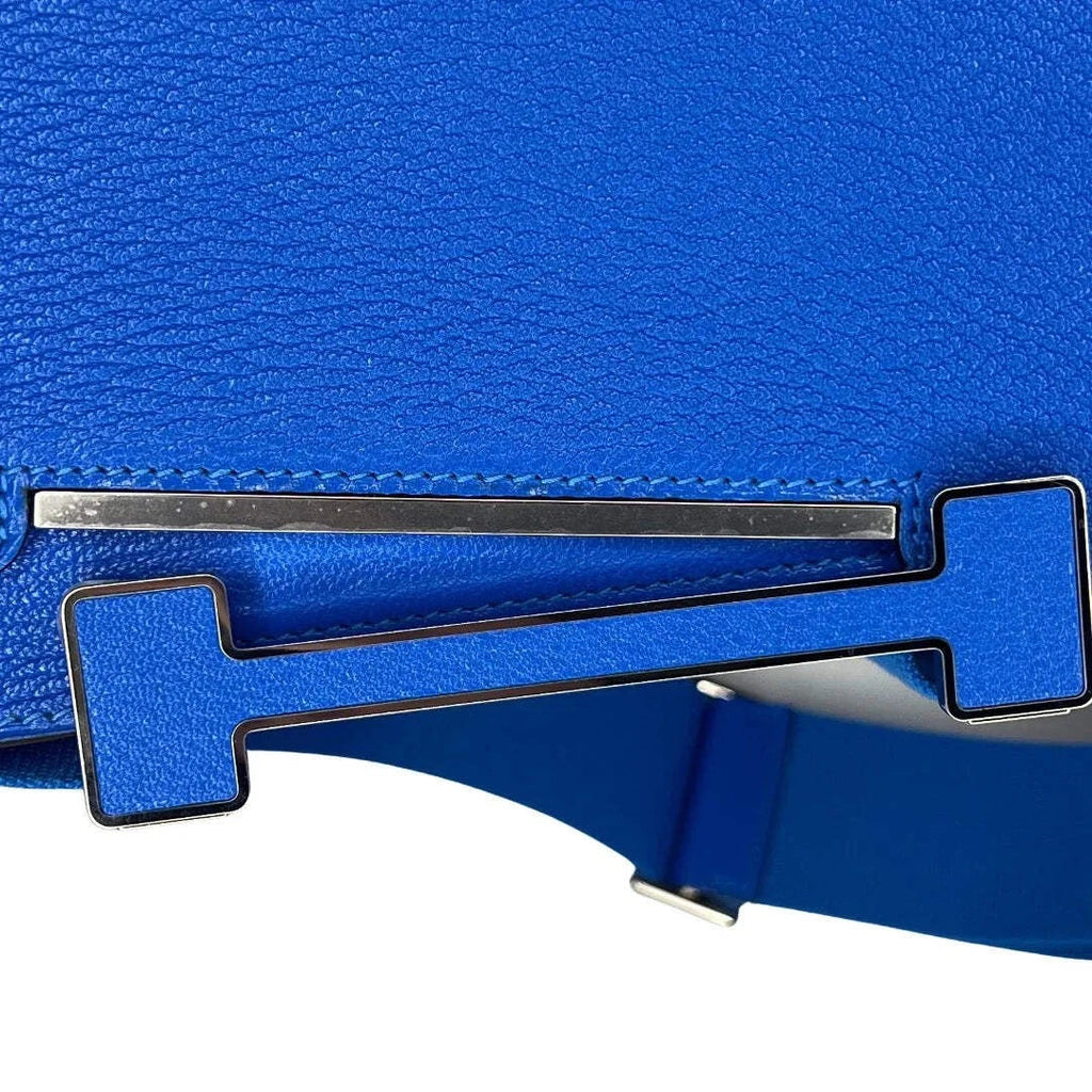 Geta Bag Bleu Electrique Mysore Goatskin 20cm wooden clog bag