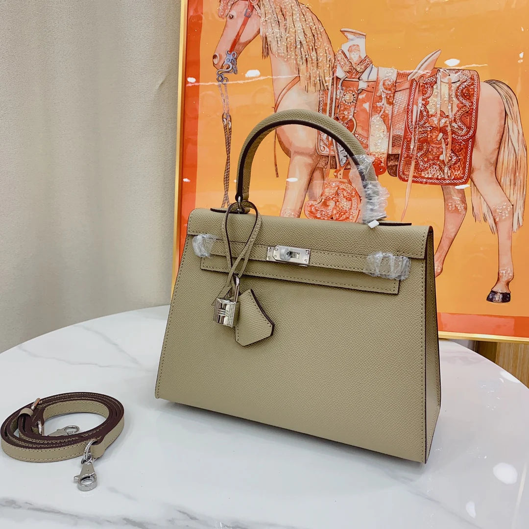 Kelly Sellier Craie and Trench Epsom Brushed Palladium Hardware