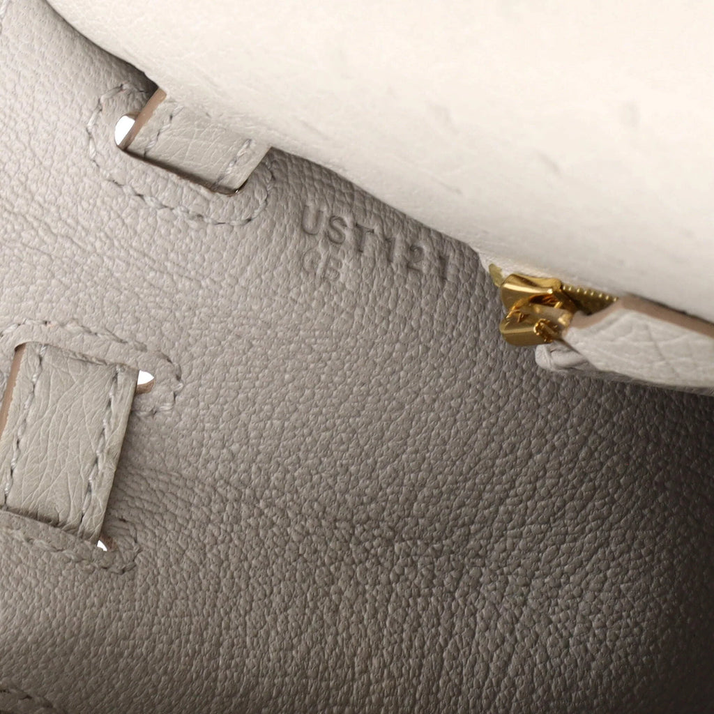 Kelly II Sellier Mini Beton Ostrich Gold Hardware