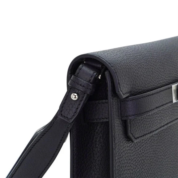 Kelly Depeches 25 Pouch Bag Blue Ocean Togo Leather with Palladium Hardware