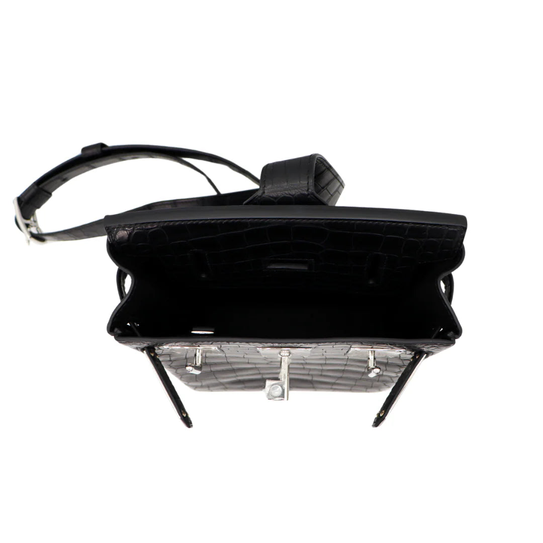 Hac a Dos PM Backpack Black Matte Alligator Palladium Hardware
