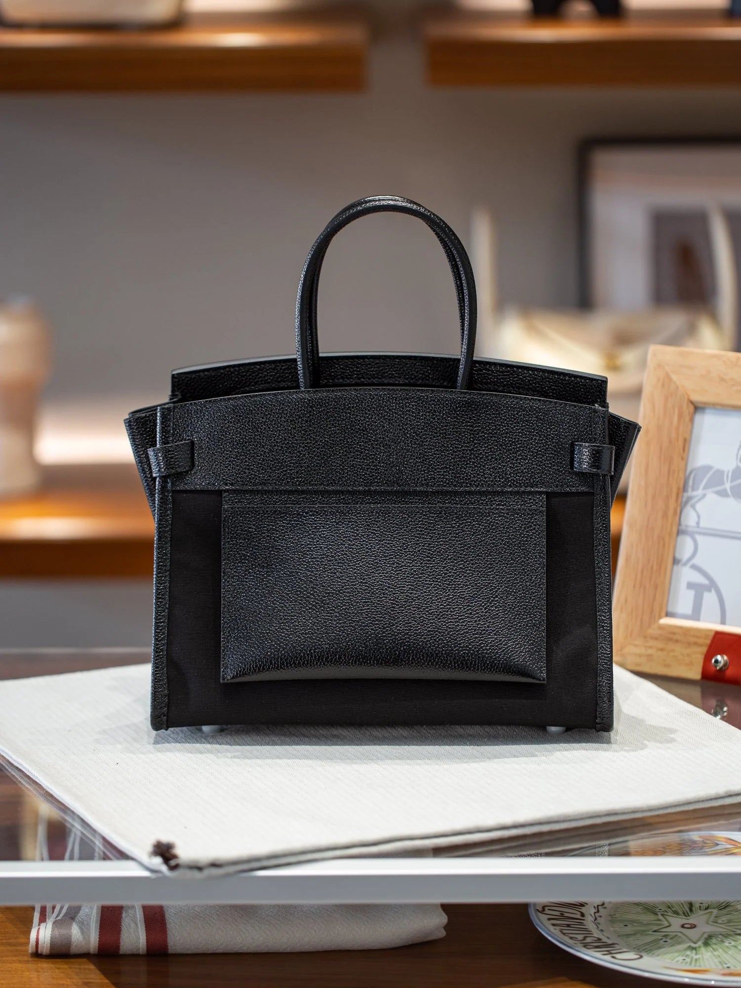 Birkin à l'envers, black canvas & all black colorway